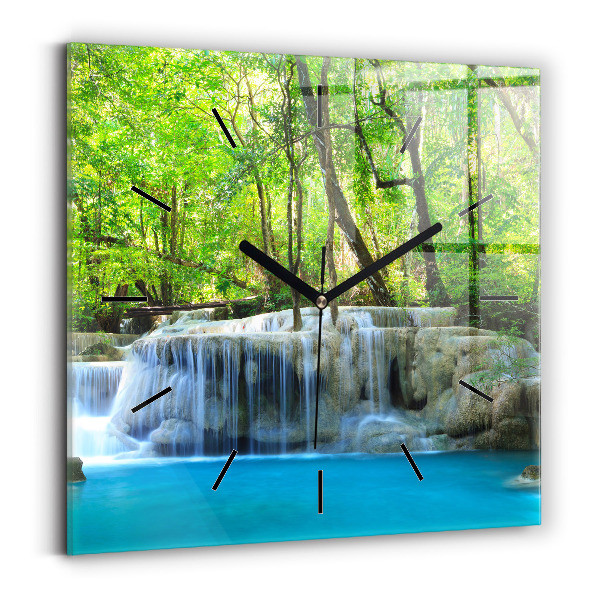 Orologio quadrato Cascata nella foresta