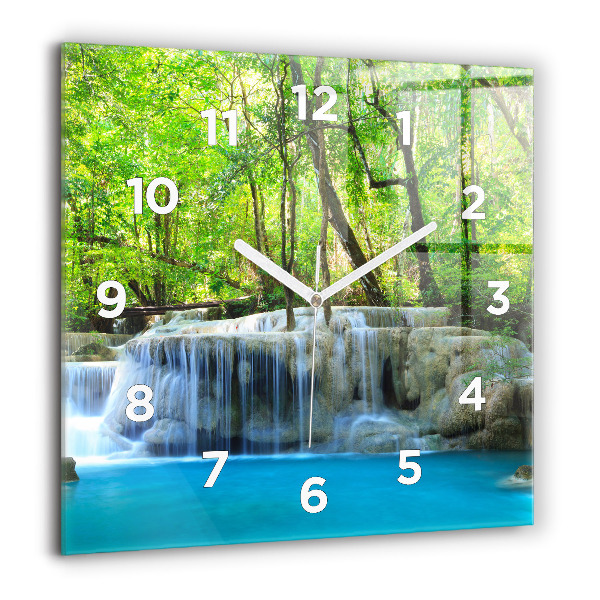 Orologio quadrato Cascata nella foresta