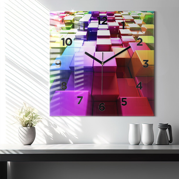 Orologio quadrato Cubi colorati