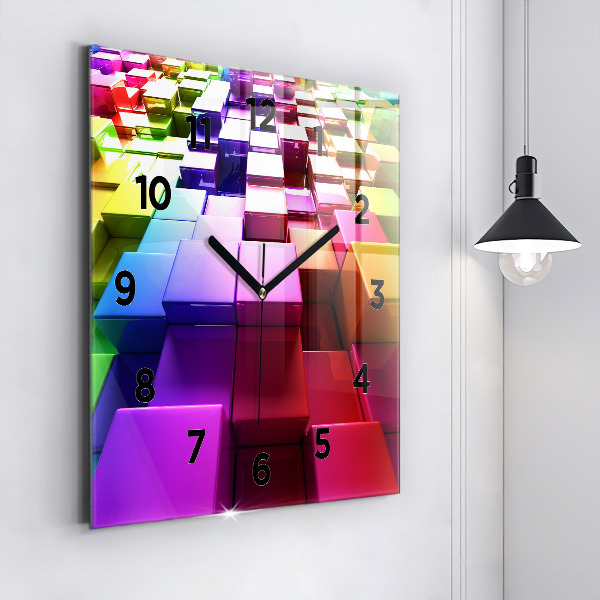 Orologio quadrato Cubi colorati
