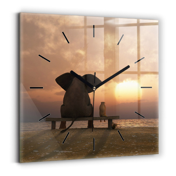 Orologio quadrato Animali e tramonto