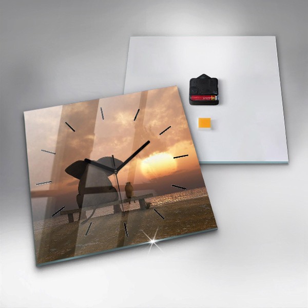 Orologio quadrato Animali e tramonto