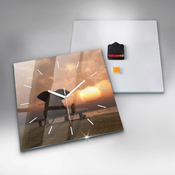 Orologio quadrato Animali e tramonto