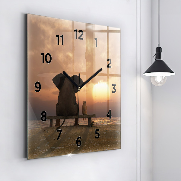Orologio quadrato Animali e tramonto