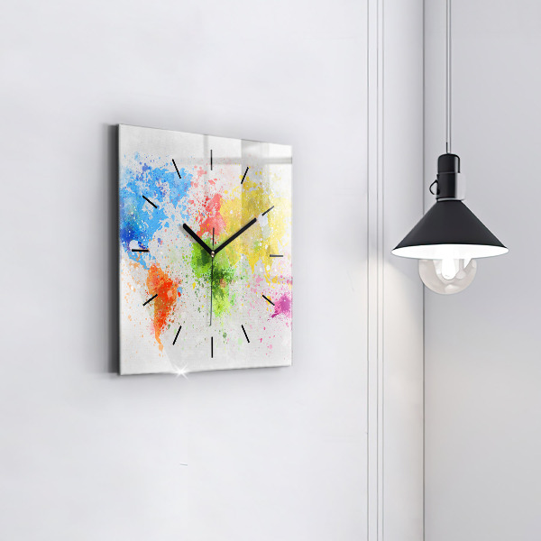 Orologio quadrato Mappa del mondo su carta