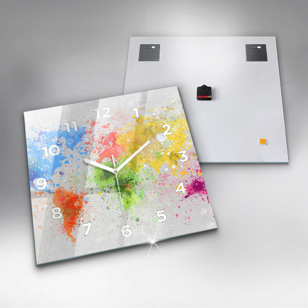 Orologio quadrato Mappa del mondo su carta