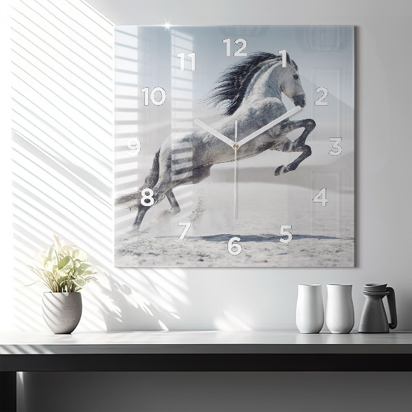 Orologio quadrato Cavallo bianco al galoppo