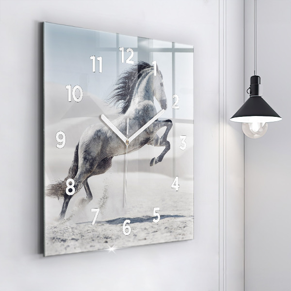 Orologio quadrato Cavallo bianco al galoppo