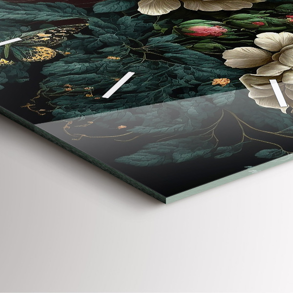 Orologio quadrato Fiori e farfalle dorate