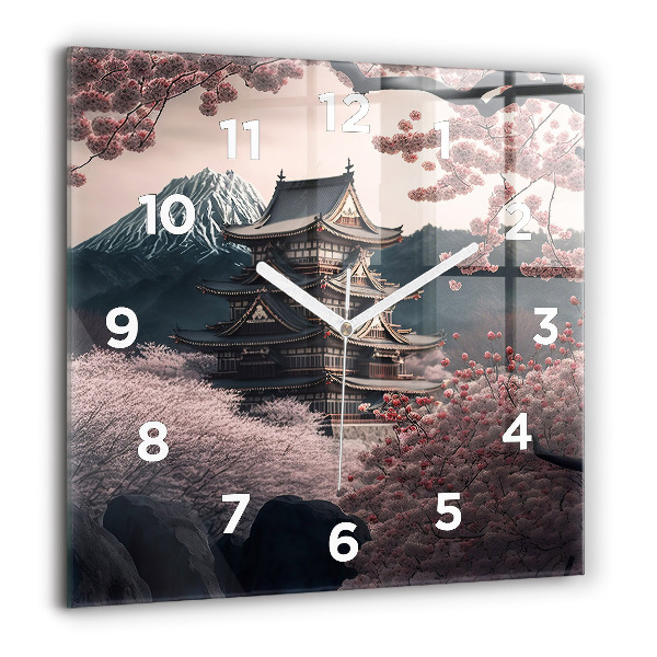 Orologio quadrato Torre e fiori in Asia