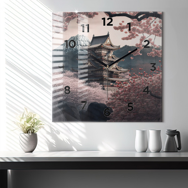 Orologio quadrato Torre e fiori in Asia