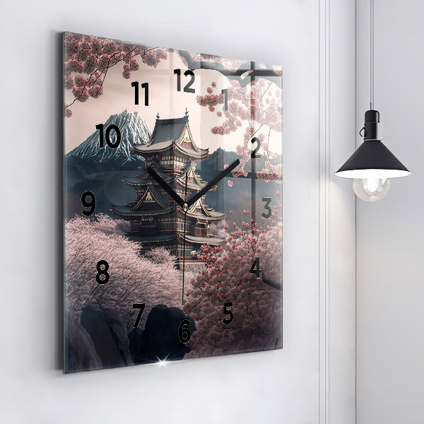 Orologio quadrato Torre e fiori in Asia