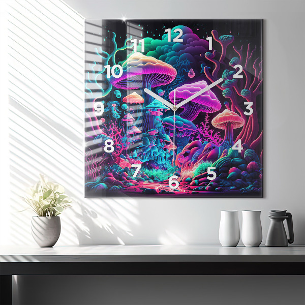 Orologio quadrato Funghi al neon