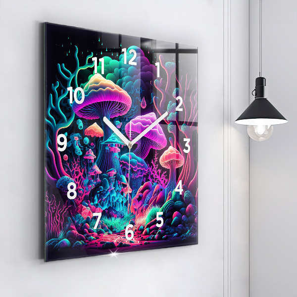 Orologio quadrato Funghi al neon