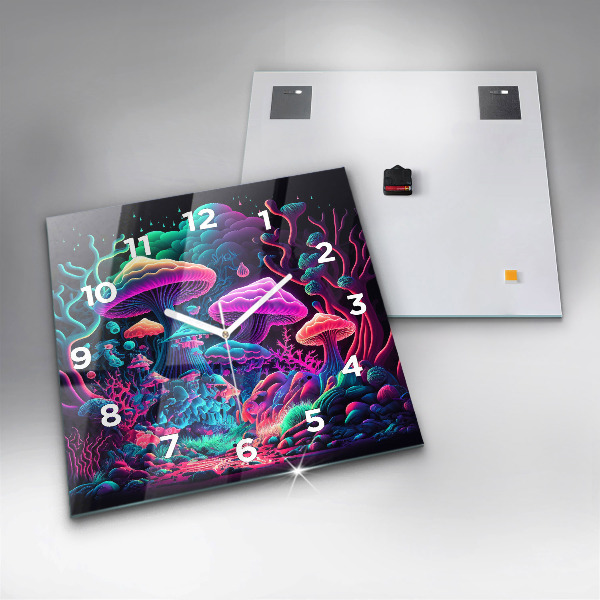 Orologio quadrato Funghi al neon