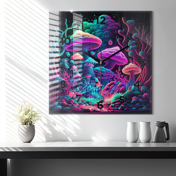 Orologio quadrato Funghi al neon
