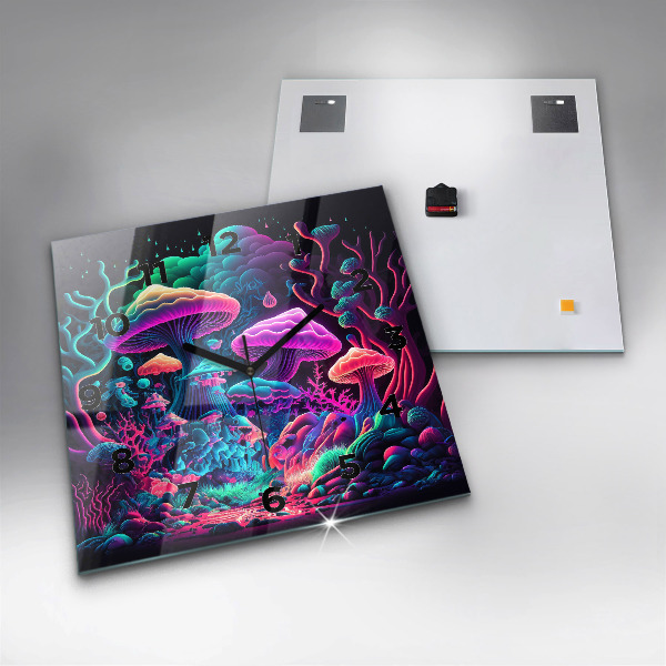 Orologio quadrato Funghi al neon