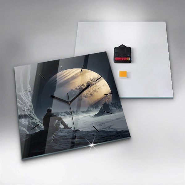 Orologio quadrato Uomo davanti alla luna