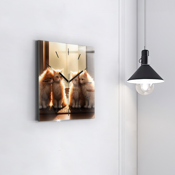 Orologio quadrato Quattro gattini al sole