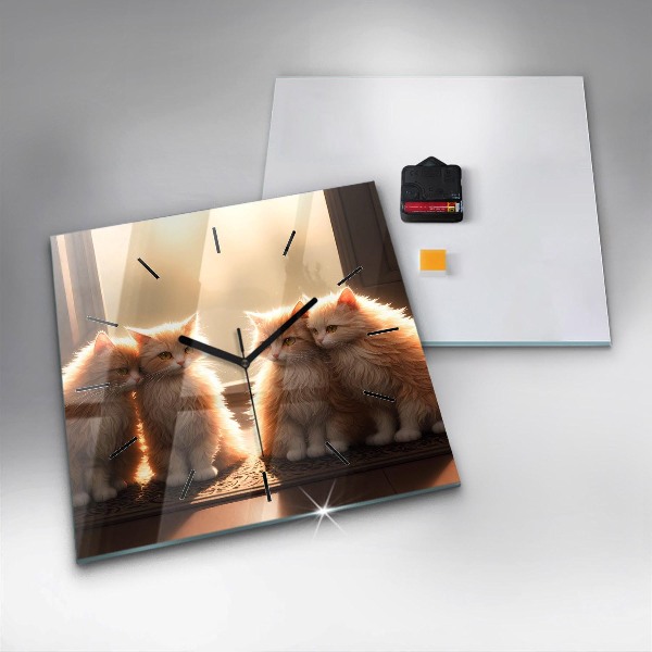 Orologio quadrato Quattro gattini al sole