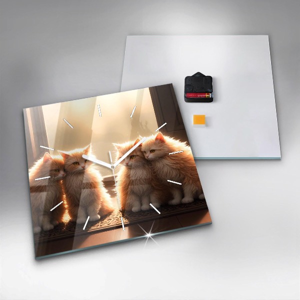 Orologio quadrato Quattro gattini al sole