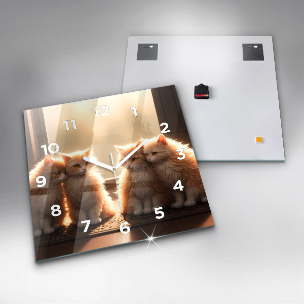 Orologio quadrato Quattro gattini al sole
