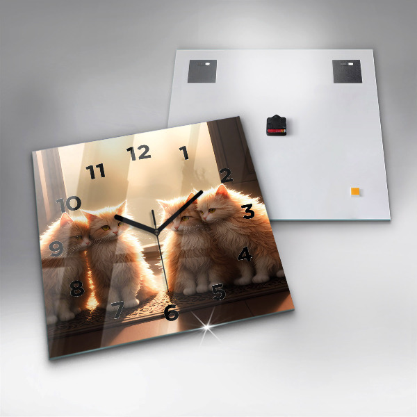Orologio quadrato Quattro gattini al sole