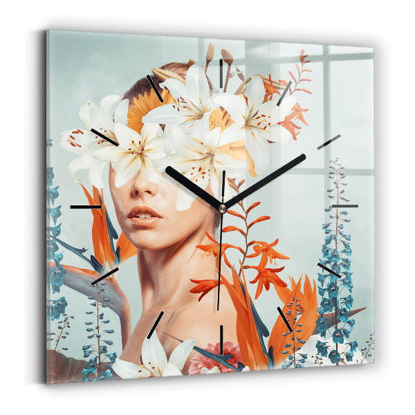 Orologio quadrato Donna con fiori
