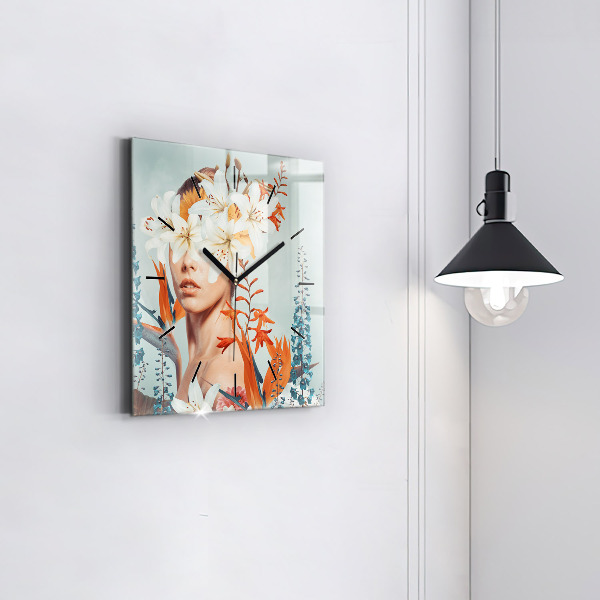 Orologio quadrato Donna con fiori