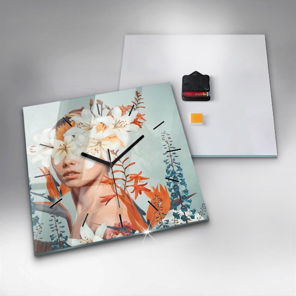 Orologio quadrato Donna con fiori