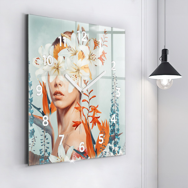 Orologio quadrato Donna con fiori