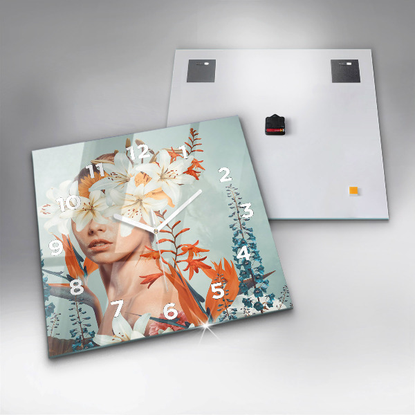 Orologio quadrato Donna con fiori