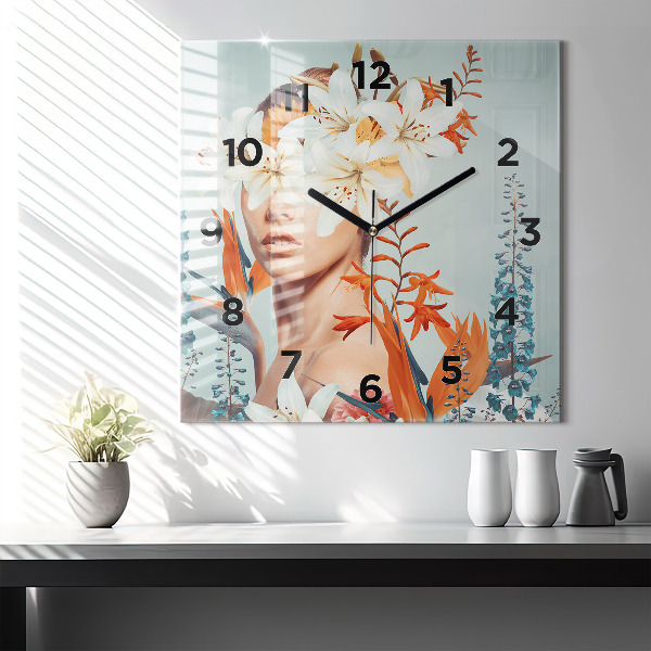 Orologio quadrato Donna con fiori