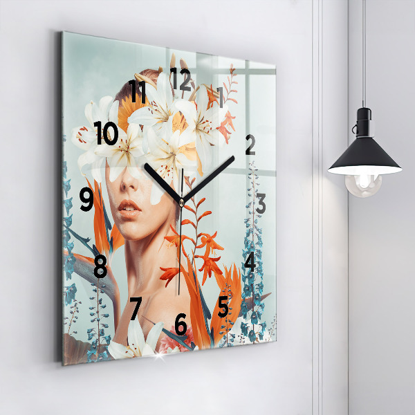 Orologio quadrato Donna con fiori