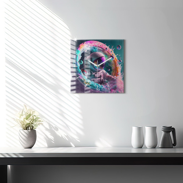 Orologio quadrato Cosmonauta e nuvole colorate
