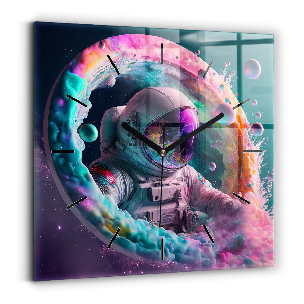 Orologio quadrato Cosmonauta e nuvole colorate