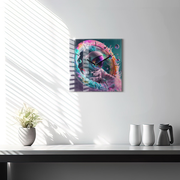 Orologio quadrato Cosmonauta e nuvole colorate