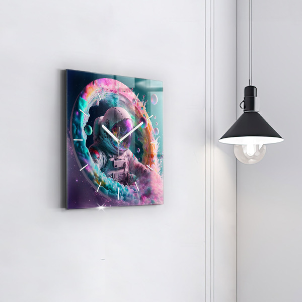 Orologio quadrato Cosmonauta e nuvole colorate
