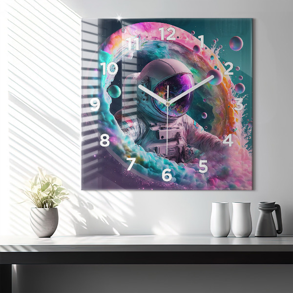 Orologio quadrato Cosmonauta e nuvole colorate