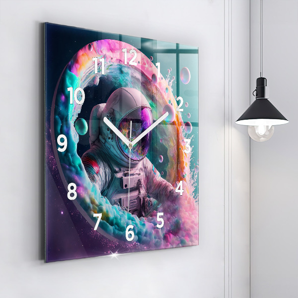 Orologio quadrato Cosmonauta e nuvole colorate
