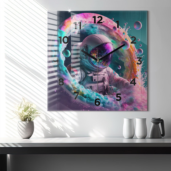Orologio quadrato Cosmonauta e nuvole colorate