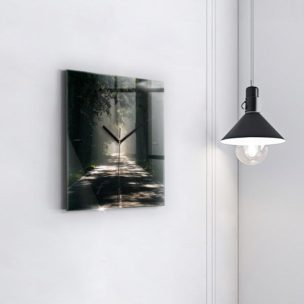 Orologio quadrato Strada forestale e strisce di sole