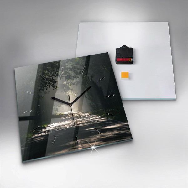 Orologio quadrato Strada forestale e strisce di sole
