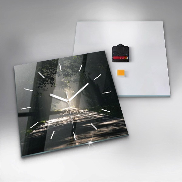 Orologio quadrato Strada forestale e strisce di sole