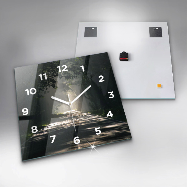 Orologio quadrato Strada forestale e strisce di sole