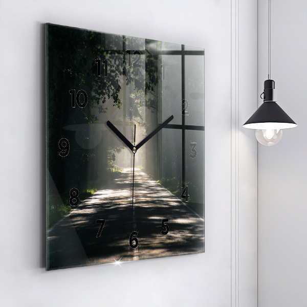 Orologio quadrato Strada forestale e strisce di sole