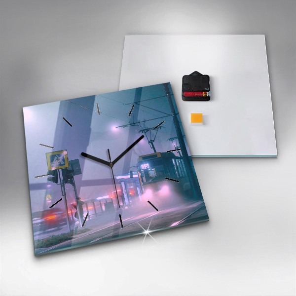 Orologio quadrato Varsavia nella nebbia