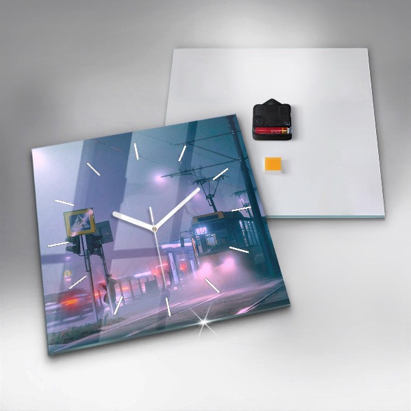 Orologio quadrato Varsavia nella nebbia