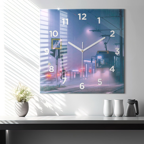 Orologio quadrato Varsavia nella nebbia