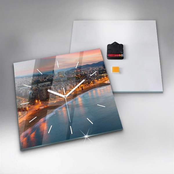 Orologio quadrato in vetro Spiaggia di Barcellona